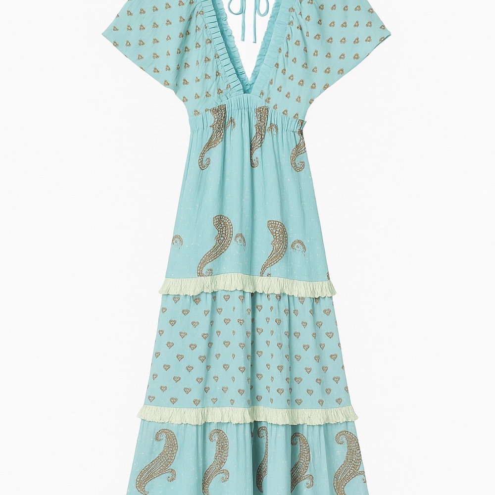 Elegant Blue Paisley Dress